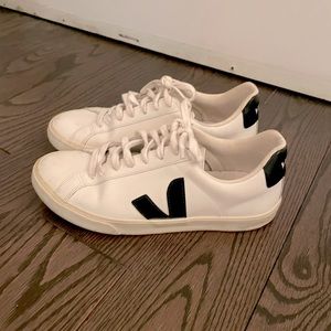 Veja blue and white tennis shoe
